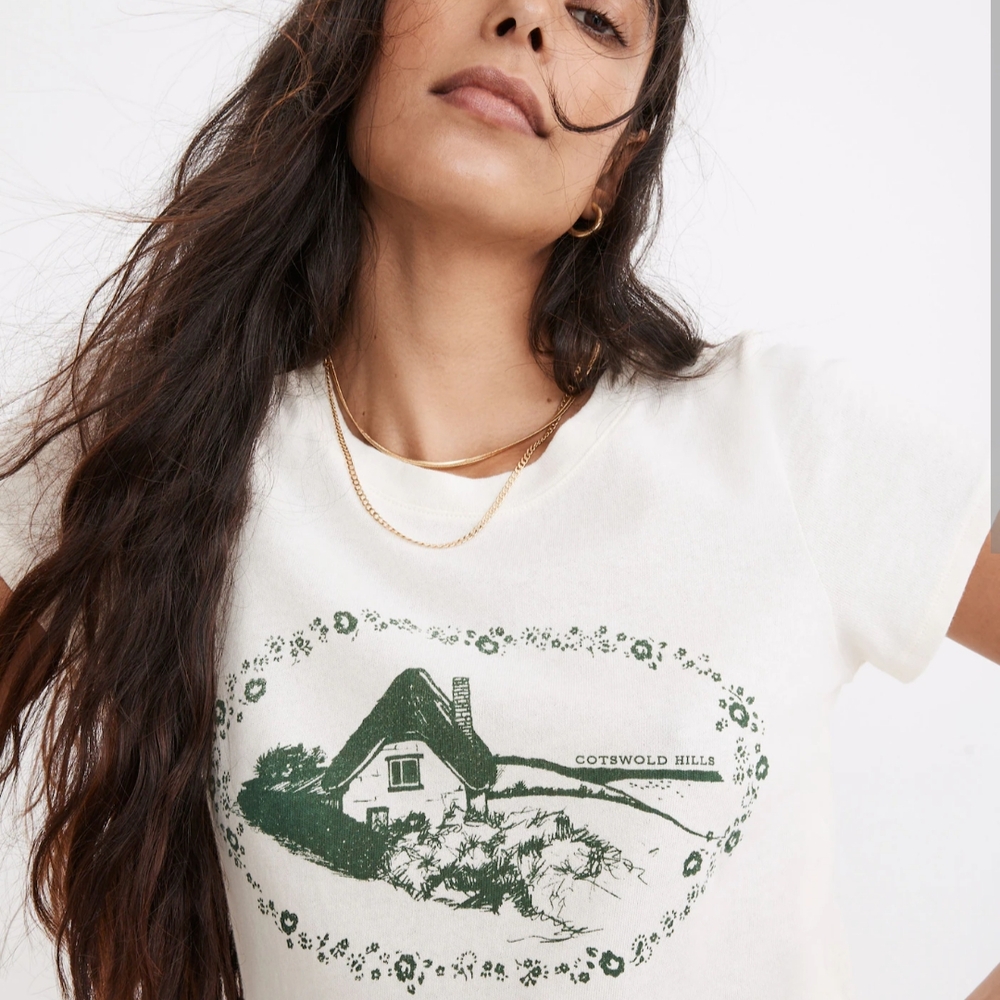 Madewell Cotswold Hills Cream Knit Tee, Small